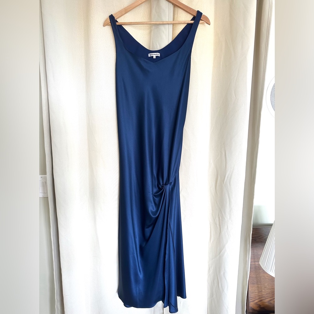 Reformation Deep Blue V-Neck Dress - Picture 4 of 5